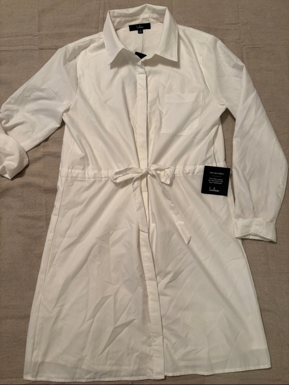 Lulu's White Button-Up white shirt dress NWT